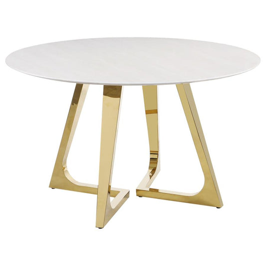 2024 Contemporary Round 51-inch Marble Stainless Steel Dining Table