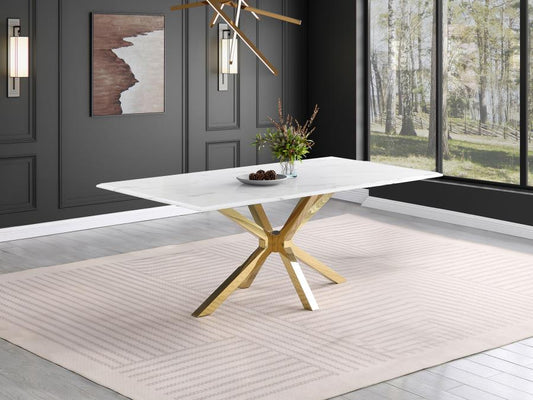 2025 Contemporary Venera Rectangular 79-inch Faux Marble Dining Table White