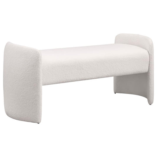 2025 TEDDY  Velvet Upholstered Accent Bench Ivory
