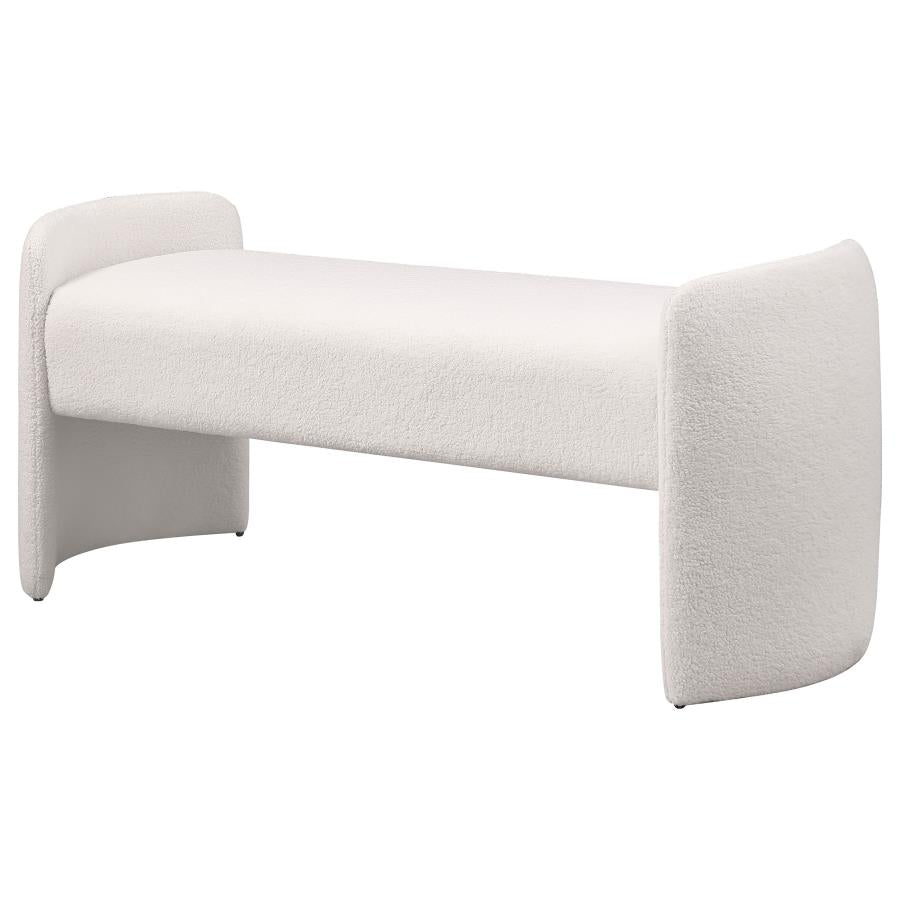 2025 TEDDY  Velvet Upholstered Accent Bench Ivory