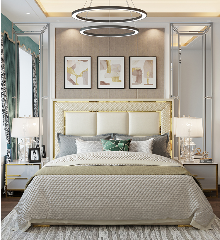 American style soft bag leather art bedside back board Hotel hotel light luxury simple leather art bedside board