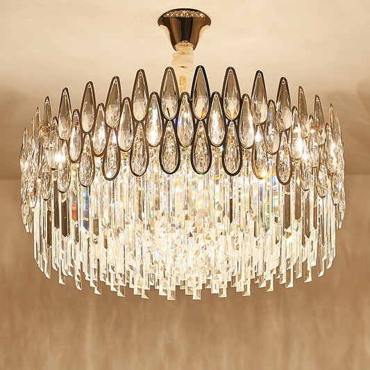 2023 new light luxury crystal chandelier post-modern living room dining room round creative atmosphere warm bedroom main lamp
