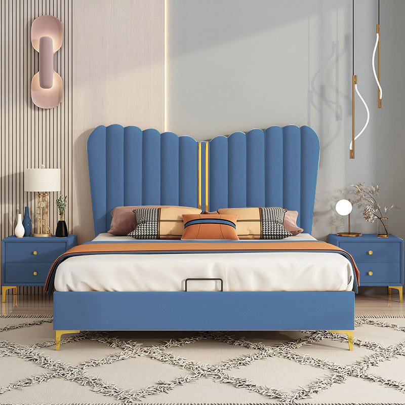 Bed light luxury leather bed modern simple bed technology cloth bed leather princess girl bed butterfly bed solid wood bed master bed