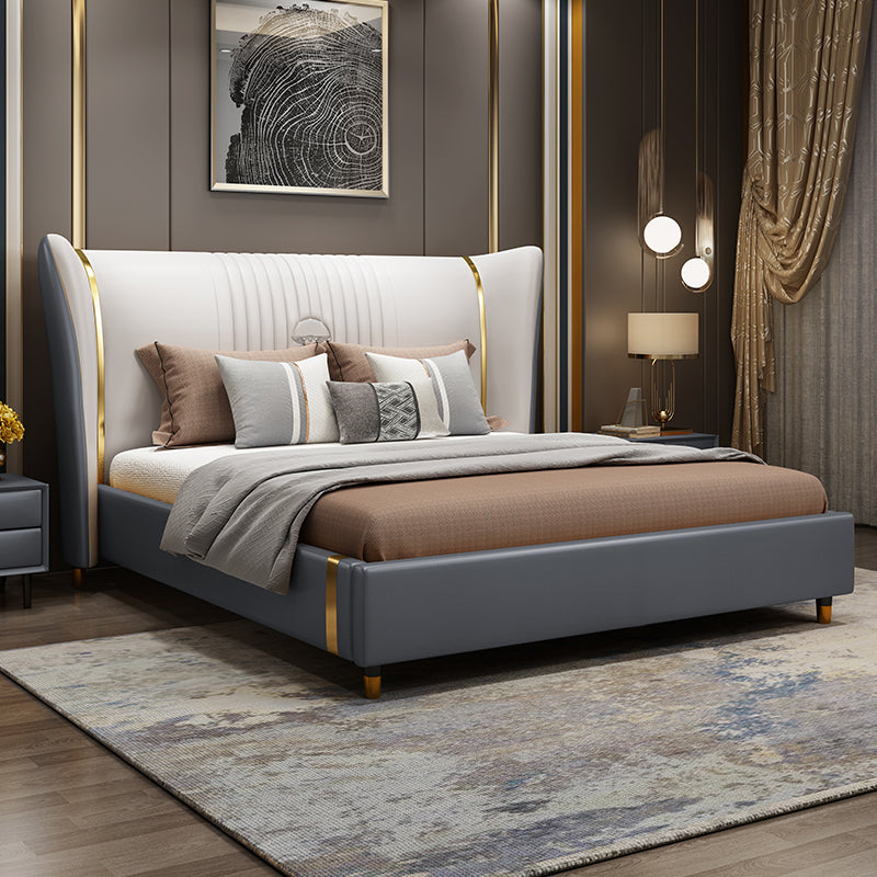 Italian light luxury bed master bed 1.8m king bed simple modern high-end light luxury wind bed leather bed leather bed