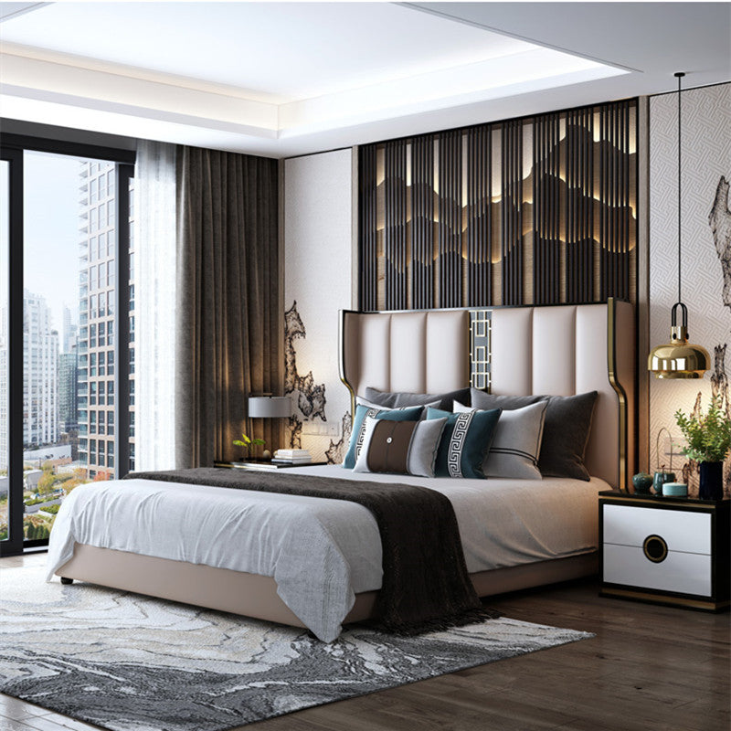New Chinese-style solid wood king bed modern simple light luxury