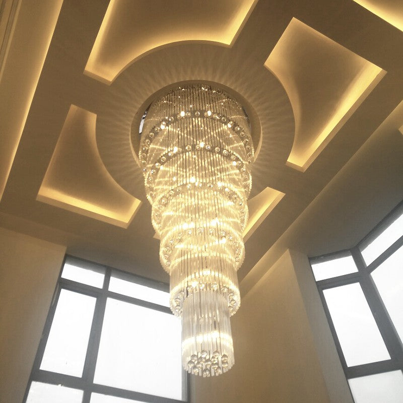 Duplex staircase chandelier stairwell crystal lamp long chandelier modern minimalist retest luxury villa living room large chandelier