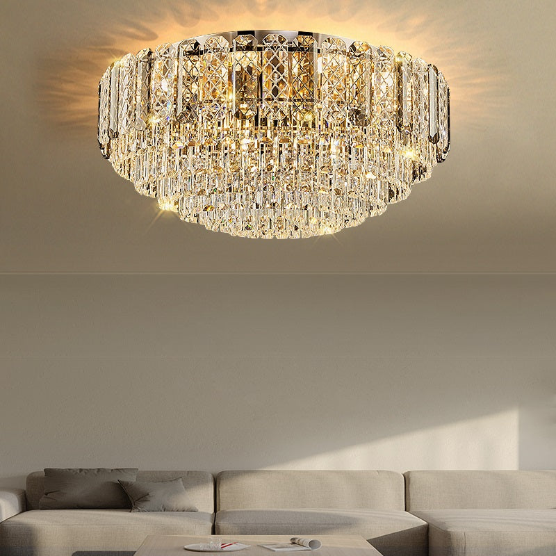 2023 new light luxury living room crystal ceiling lamp European round modern minimalist dining room bedroom lamps