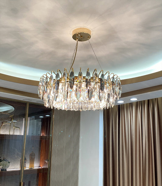 2023 new light luxury living room crystal chandelier post-modern minimalist European style net red lighting atmosphere restaurant lamps