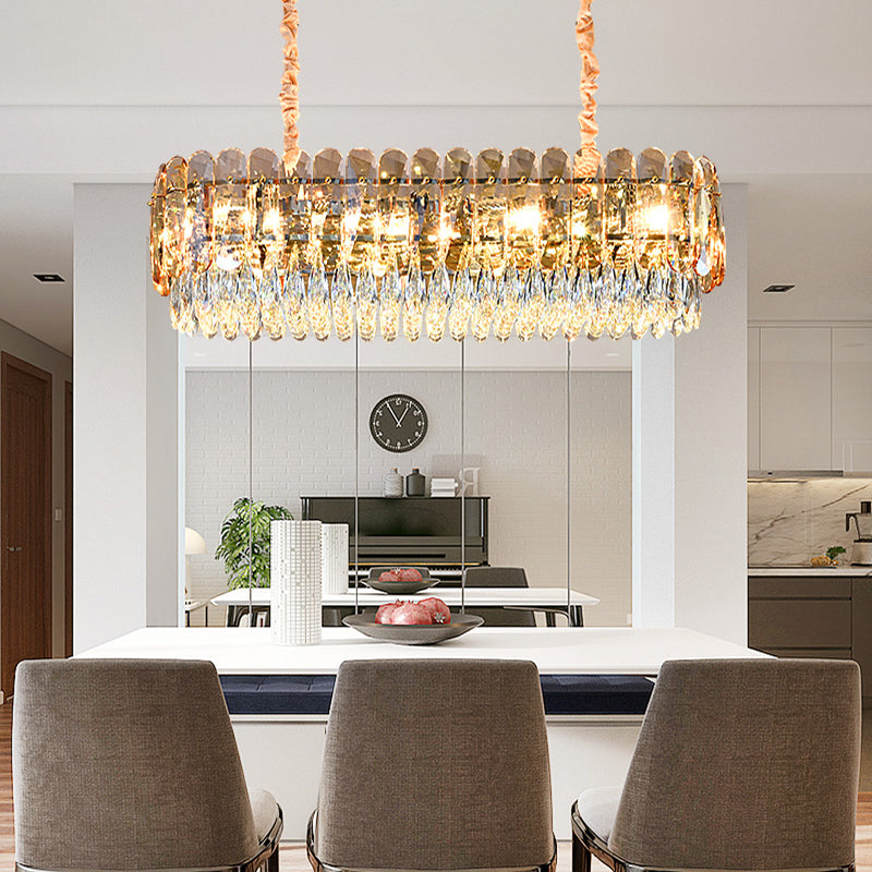 All copper K9 crystal chandelier, post-modern atmosphere, luxurious living room and dining room, light luxury 2023 light luxury villa model room