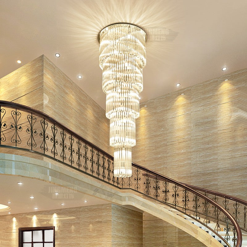 Duplex staircase chandelier stairwell crystal lamp long chandelier modern minimalist retest luxury villa living room large chandelier