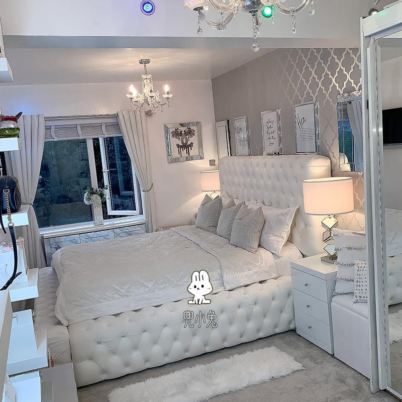 Light Luxury Custom Italian Light Luxury Nordic Luxury Leather Fabric Soft Bag Net Red Bedroom Double Bed Simple Net Red