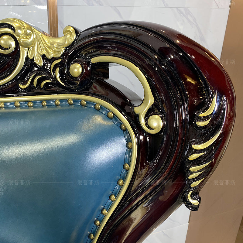 2023 new European style sofa living room leather full solid wood carved large family villa light luxury high-end large flat floor