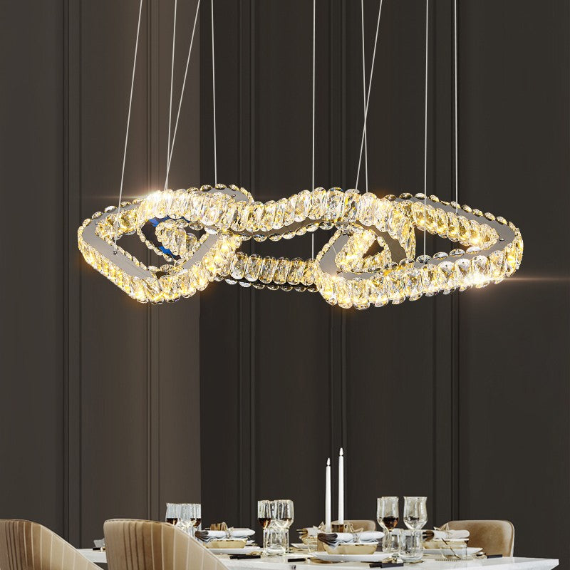 Light luxury crystal chandelier 2023 intelligent design sense creative circular living room lamp modern villa restaurant bar lamp