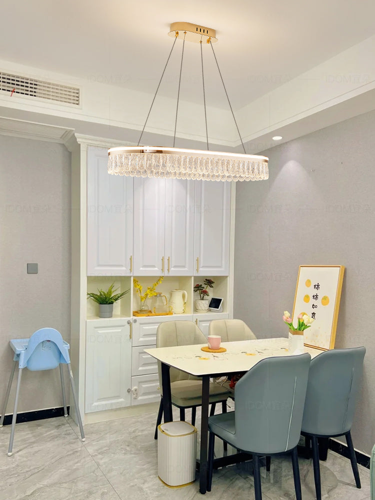 New light luxury crystal chandelier post-modern Hong Kong-style living room dining room bedroom lamp luxury hotel villa soft decoration lighting