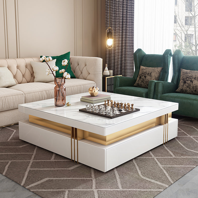 Rectangular Rock Plate Large Tea Table Modern Living Room Household Designer New Advanced Light Luxury Tea Table TV Cabinet Combination