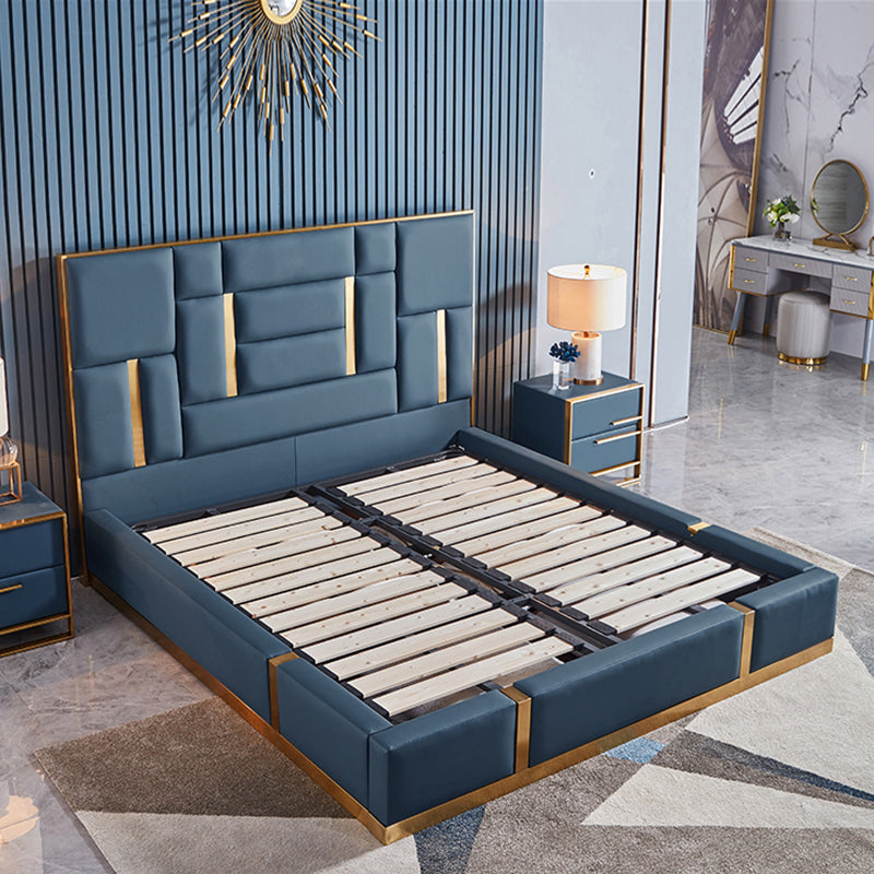 Post-modern light luxury leather bed, master bedroom, double skin bed, simple modern storage bed, soft wedding bed