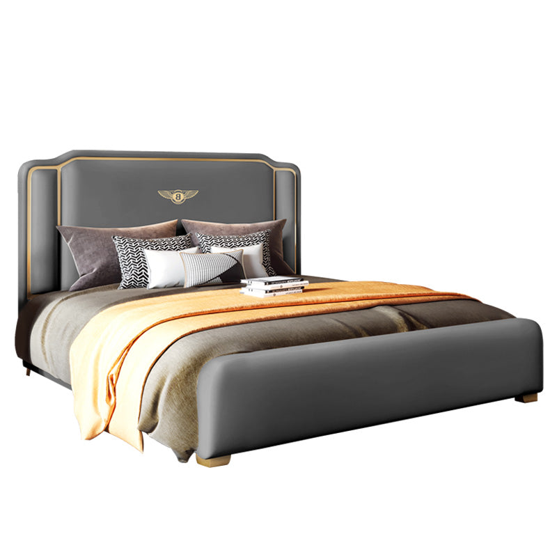 Drawing bed Modern simple light luxury furniture Solid wood bed American style soft bag Nordic leather art double bed Master king bed