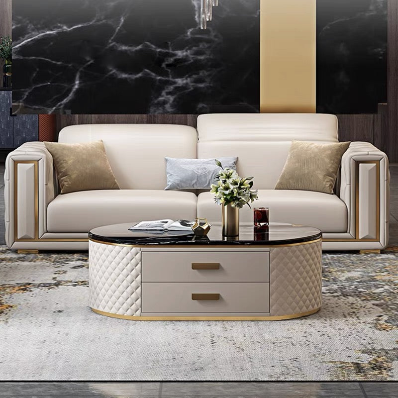 Contemporary High End stainless steel Chesterfield sofa with stainless steel hardware