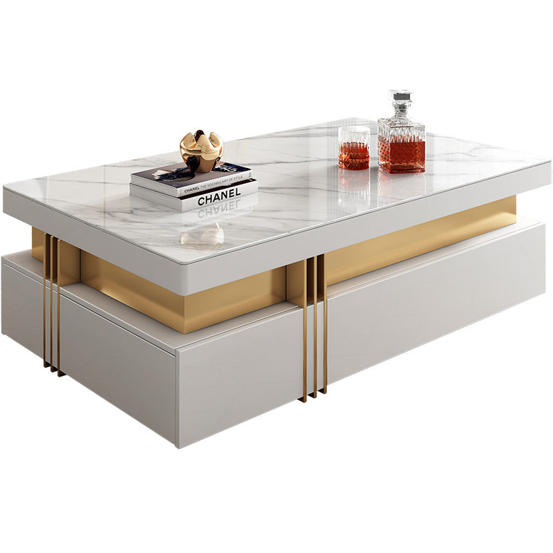 Rectangular Rock Plate Large Tea Table Modern Living Room Household Designer New Advanced Light Luxury Tea Table TV Cabinet Combination