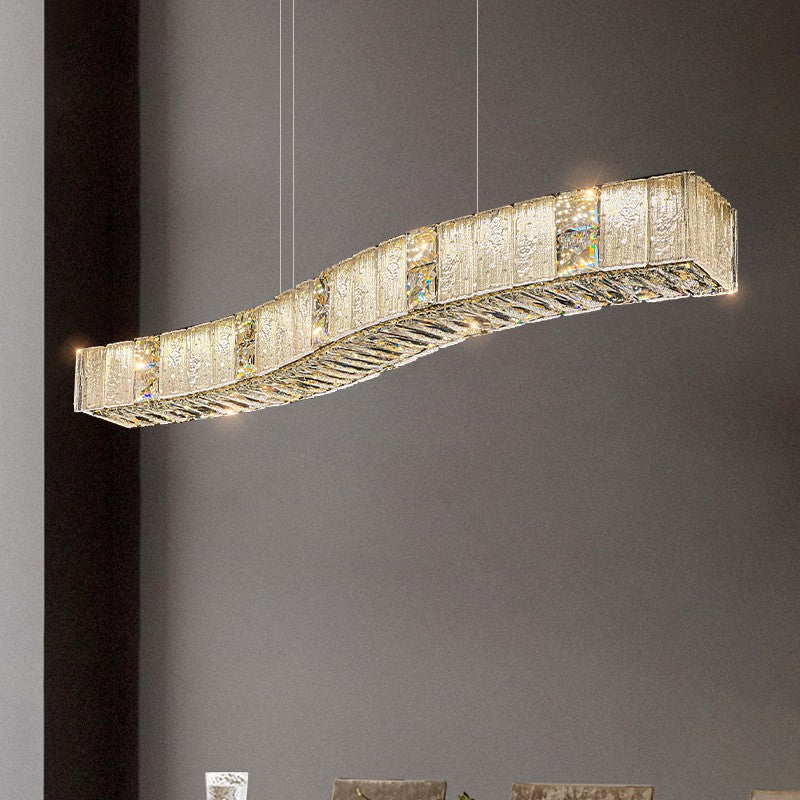 Light luxury chandelier restaurant lamp 2023 new glass crystal lamp high-end atmospheric long table lamp