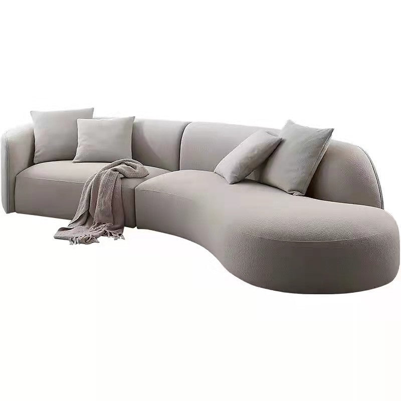 Nordic modern lamb velvet shaped moon business reception fabric design living room beauty salon minimalist curved sofa