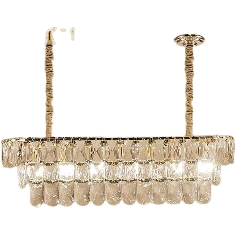 Post-modern minimalist creative crystal long chandelier Hong Kong style light luxury ins net red lighting living room dining room lamp atmosphere