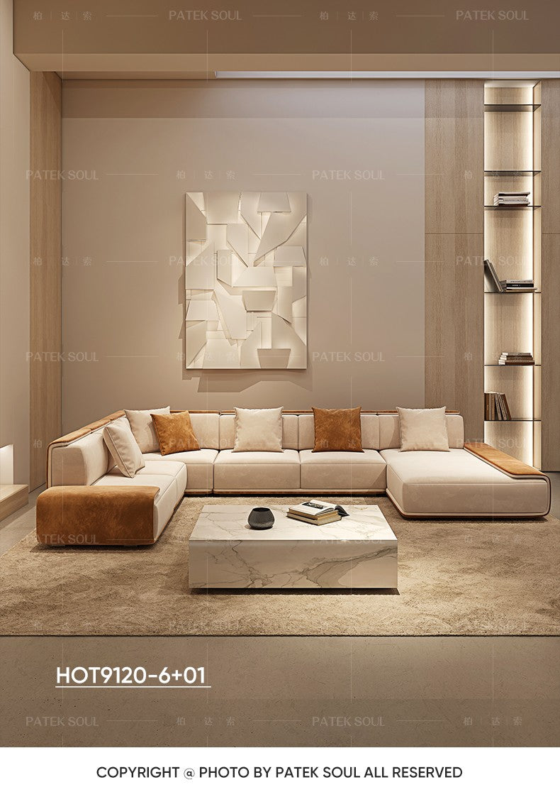 Italian style light luxury technology fabric sofa combination simple modern large-sized living room furniture