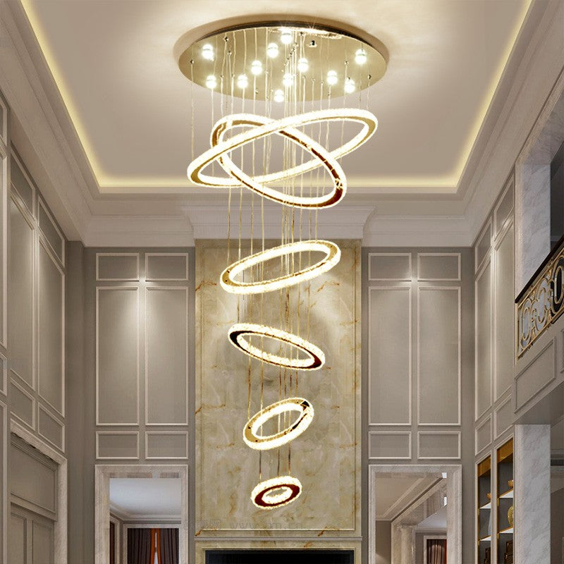 Villa duplex floor chandelier modern minimalist creative living room large hollow Nordic loft apartment stairwell long chandelier