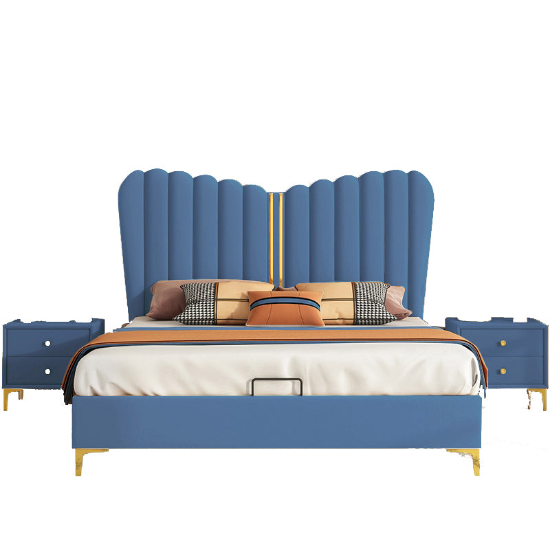 Bed light luxury leather bed modern simple bed technology cloth bed leather princess girl bed butterfly bed solid wood bed master bed