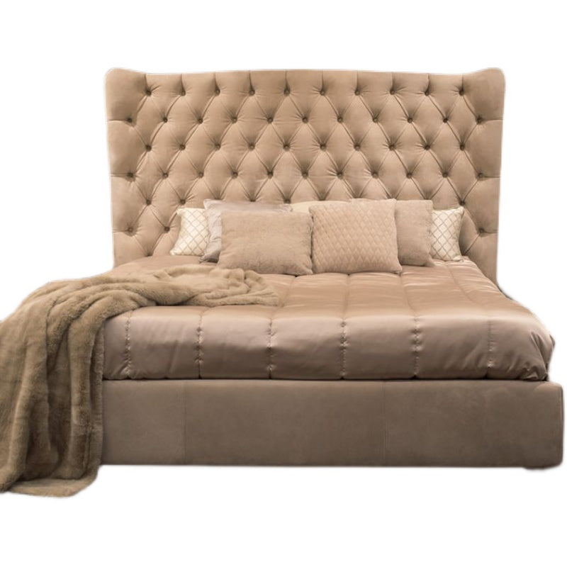 American light luxury fabric bed Modern simple high back bed Technology cloth double bed Master bed Nordic wedding bed