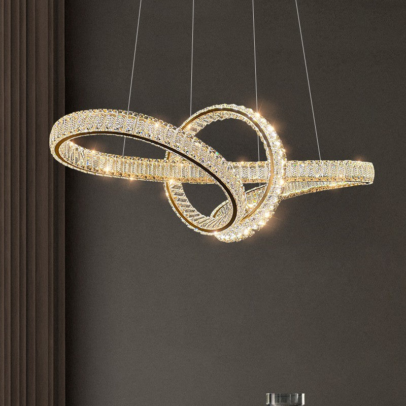 Restaurant lamp minimalist light luxury art line crystal lamp modern no main lamp design sense decorative chandelier