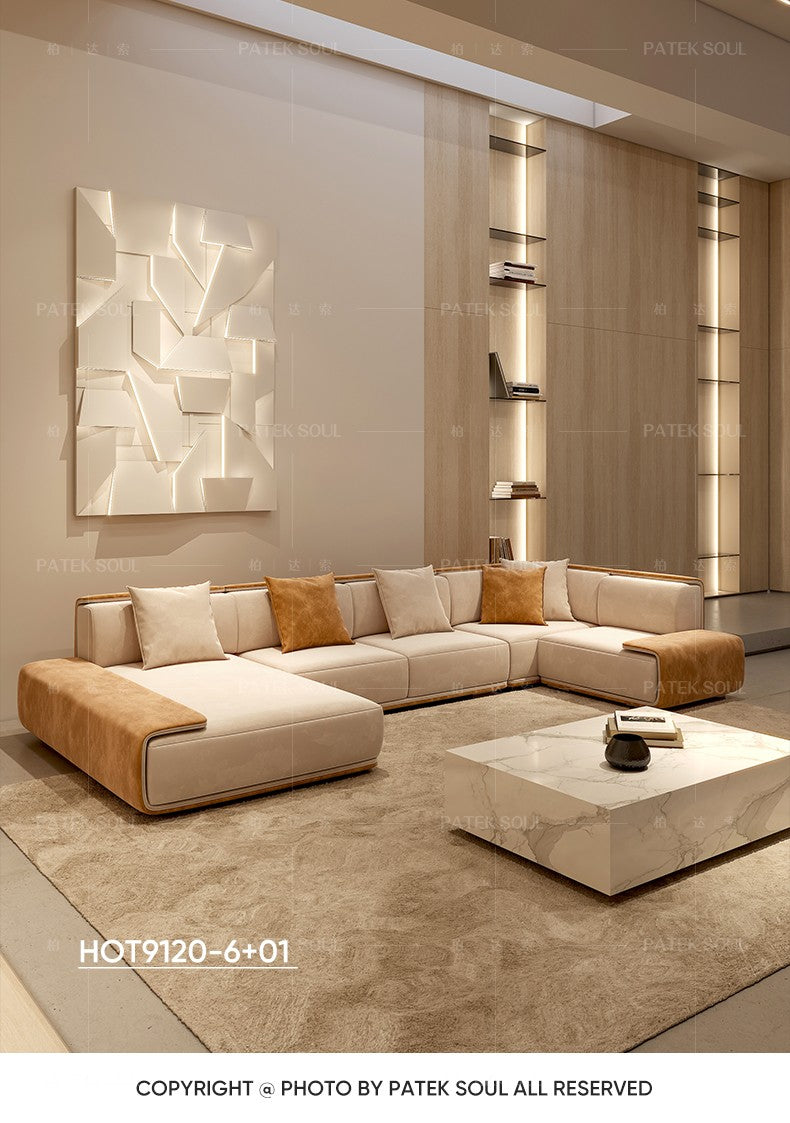 Italian style light luxury technology fabric sofa combination simple modern large-sized living room furniture