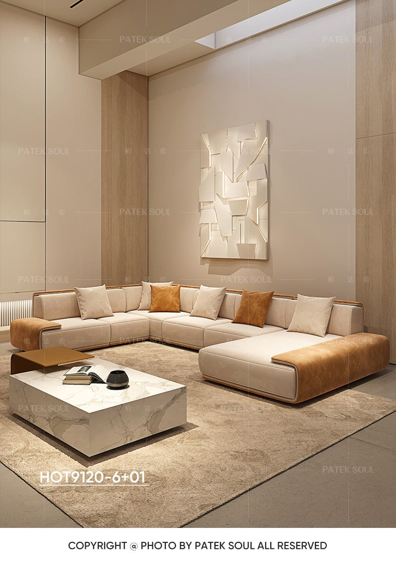 Italian style light luxury technology fabric sofa combination simple modern large-sized living room furniture