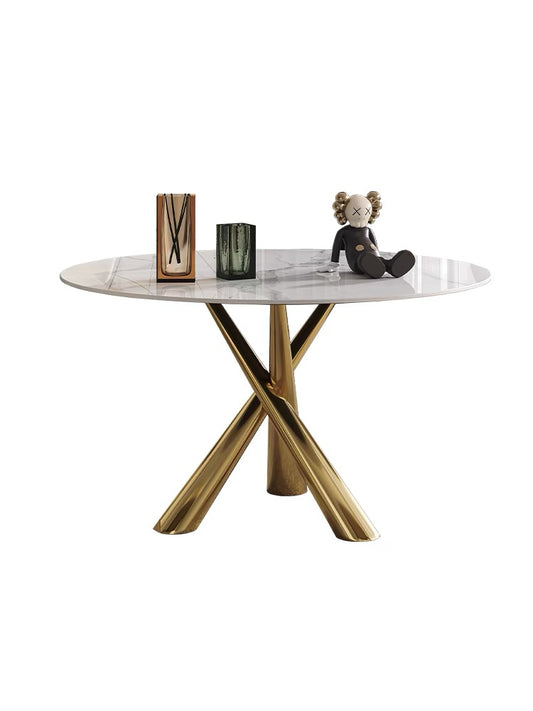 Contemporary design dining table faux marble with chrome/ gold stainless steel base