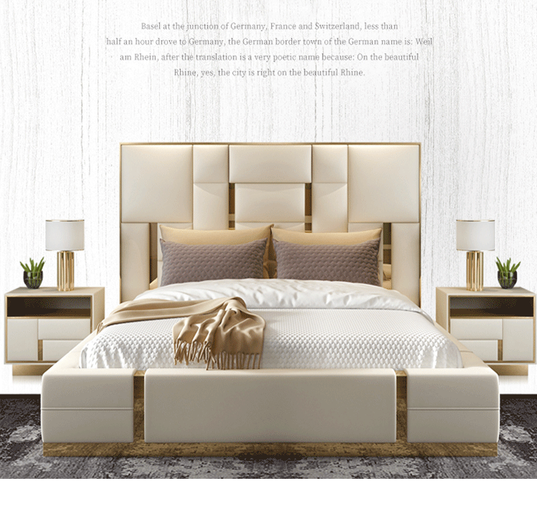 Hong Kong-style luxury ins leather bed Simple Italian soft bed American modern storage meter double master wedding bed