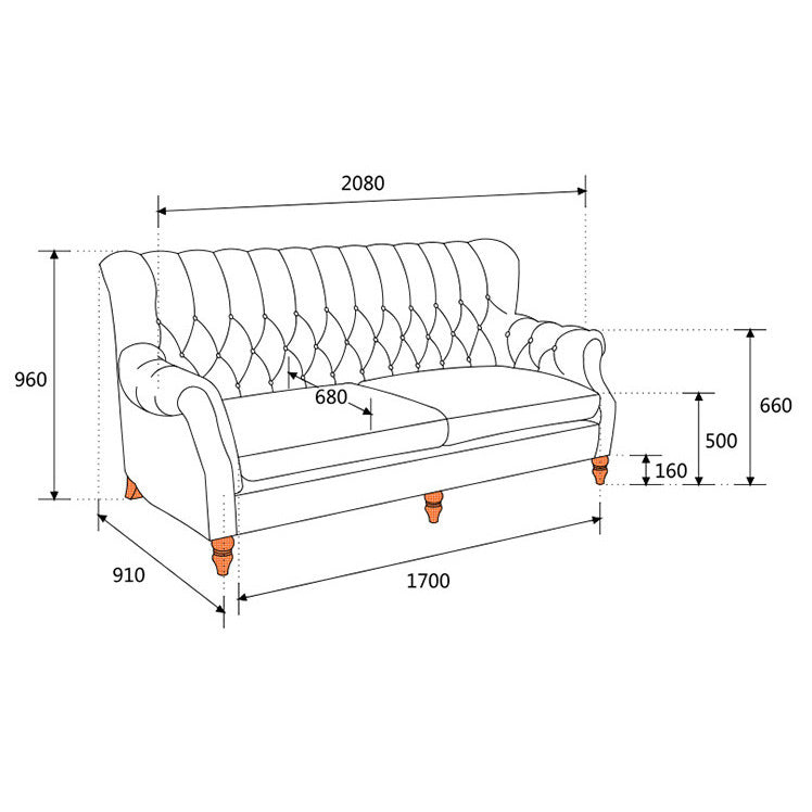 3-Pieces Modern Style Sofa Set, Indigo Linen