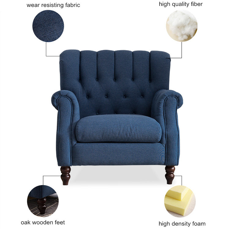 3-Pieces  Modern Style Sofa Set, Indigo Linen