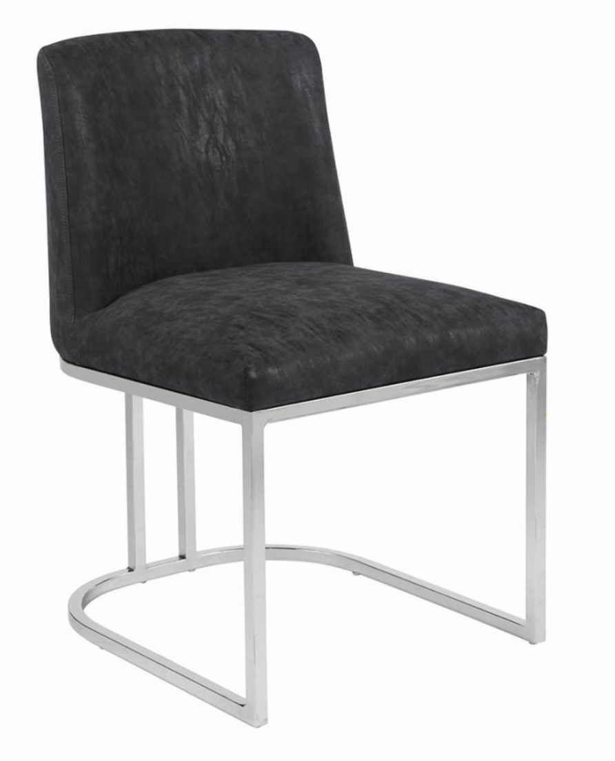 Contemporary Design Fueyes Round Dining Table Graphite And Chrome