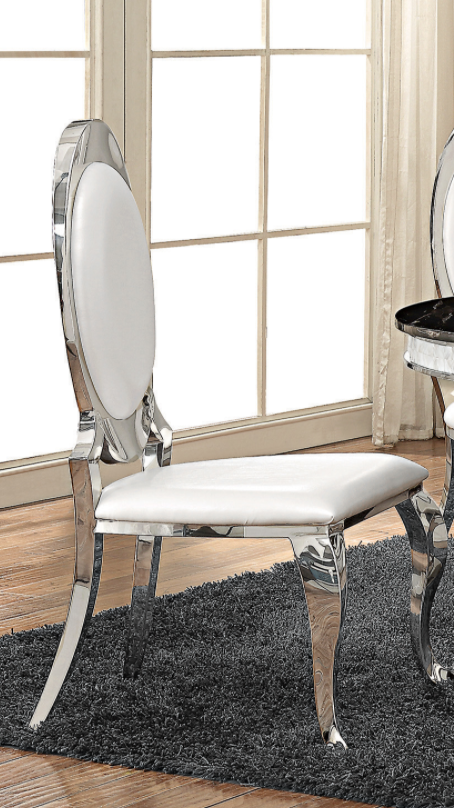 Contemporary Design  Anchorage Round Dining Table Chrome And Black 5 PIECES A SET