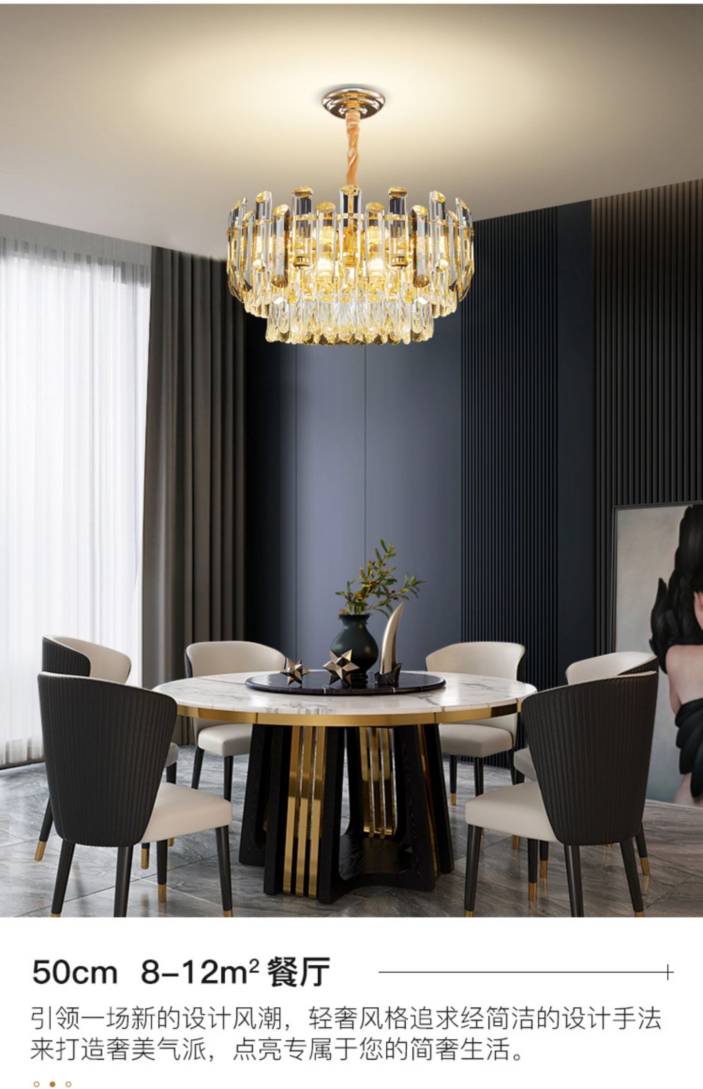 Post-modern light luxury crystal chandelier living room lamp luxury modern minimalist 202 new dining room bedroom lighting decoration