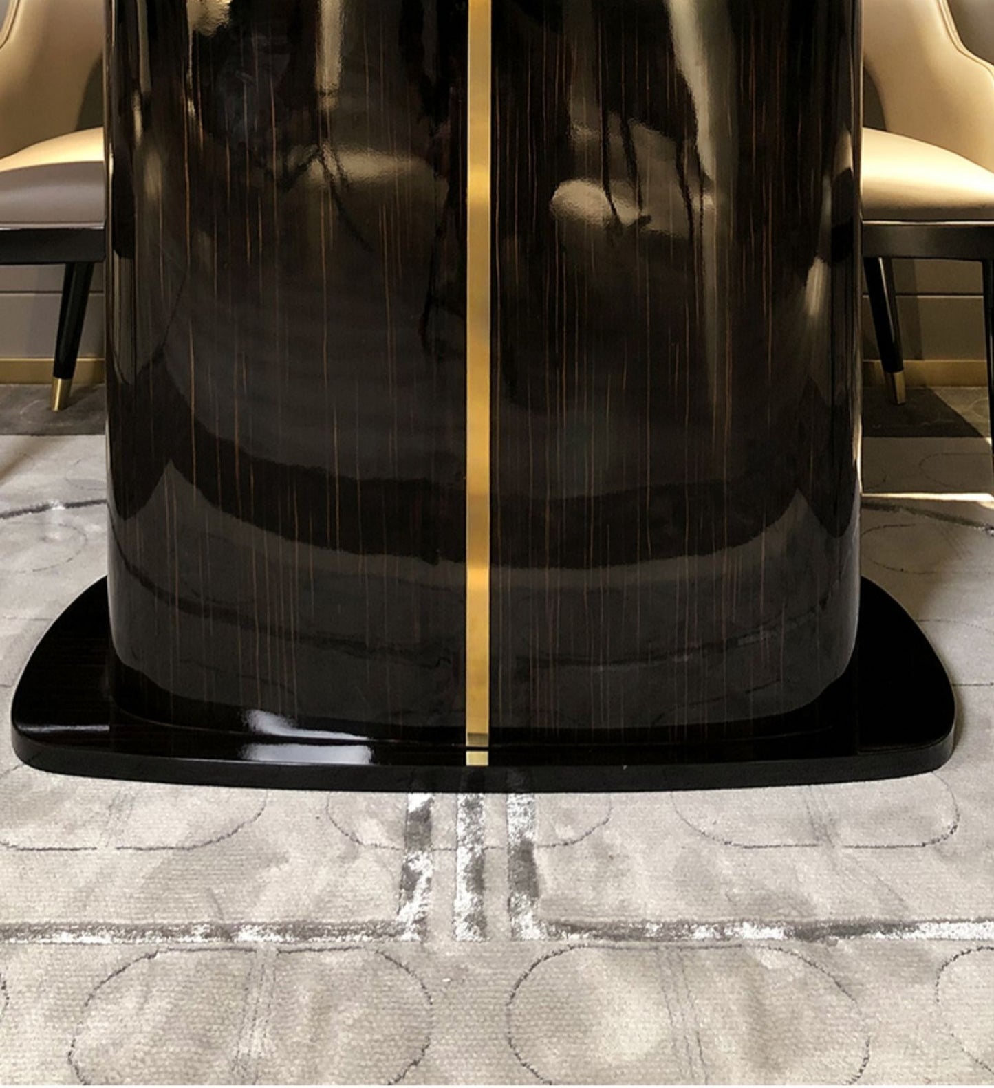 Contemporary Design Geometry Rectangle Large Dining Table in Gold with White Faux Marble Top2