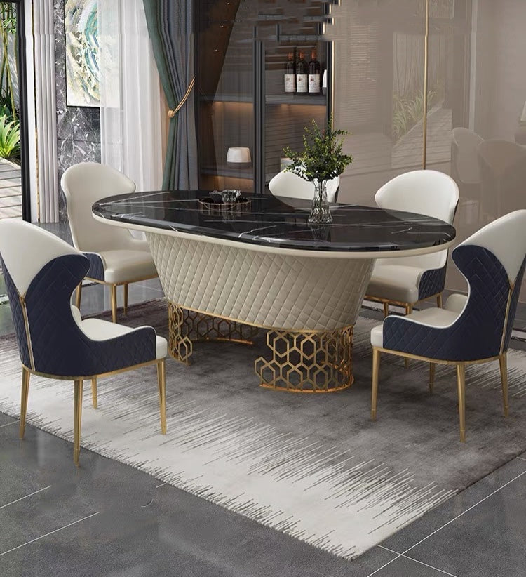 Contemporary Luxury  design Versacee Marble Dining Table Rectangular Table