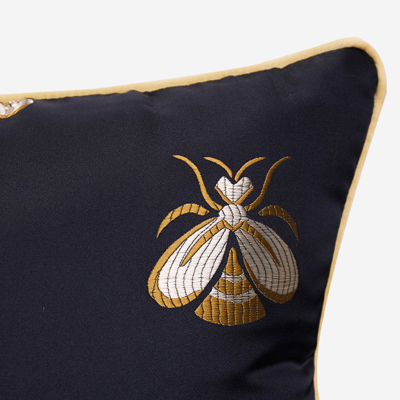 Yellow Honey Watercolor Pattern Cushion, Black