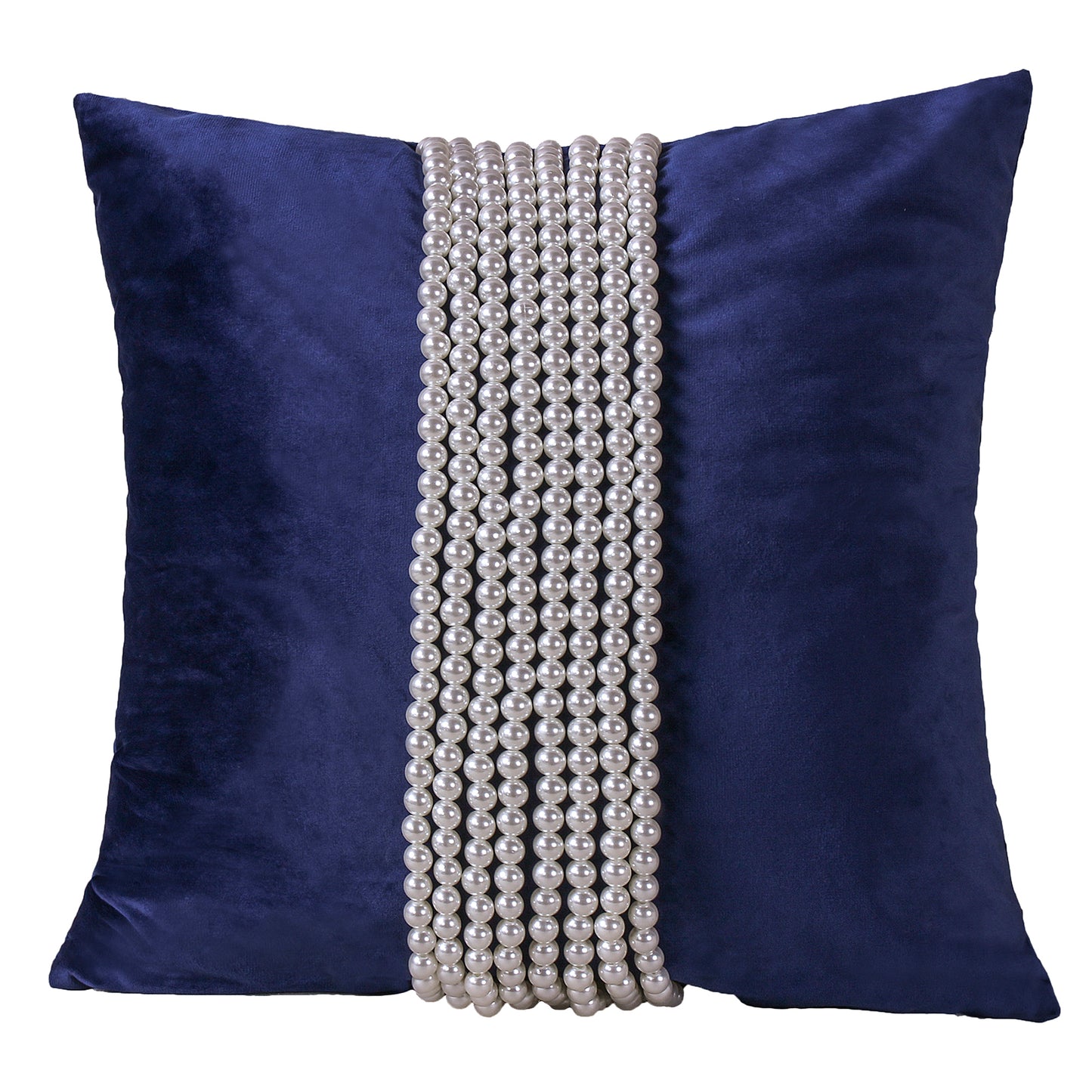 Decorative pillow with pearl Strip or pearlTassels, Blue