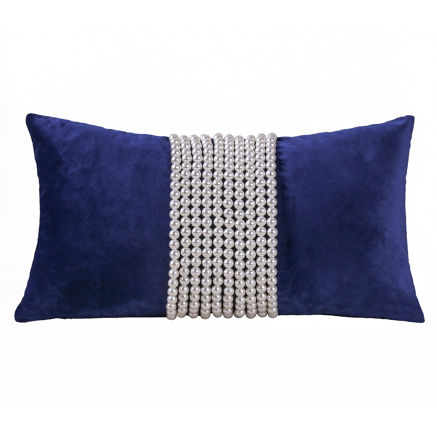 Decorative pillow with pearl Strip or pearlTassels, Blue