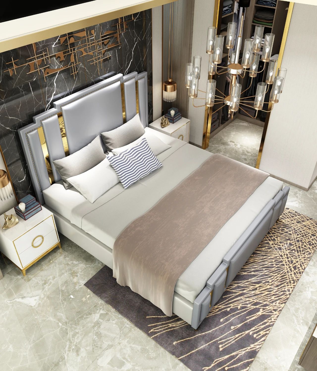 Modern light luxury bed