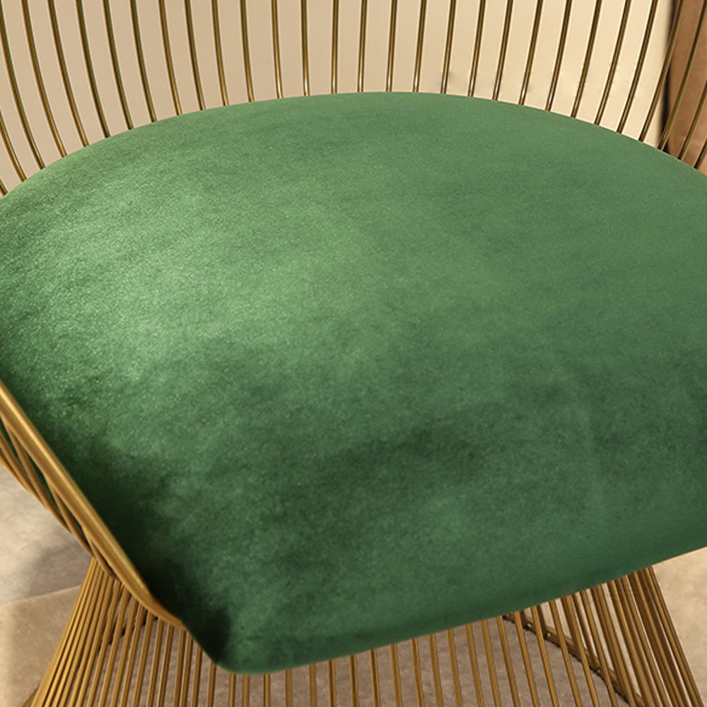 Curved Accent Chair, Velvet Upholstered with Gold Legs