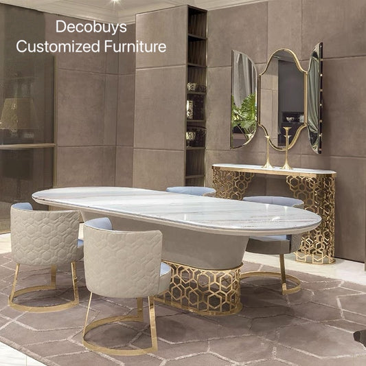 Contemporary Luxury  design Versacee Marble Dining Table Rectangular Table