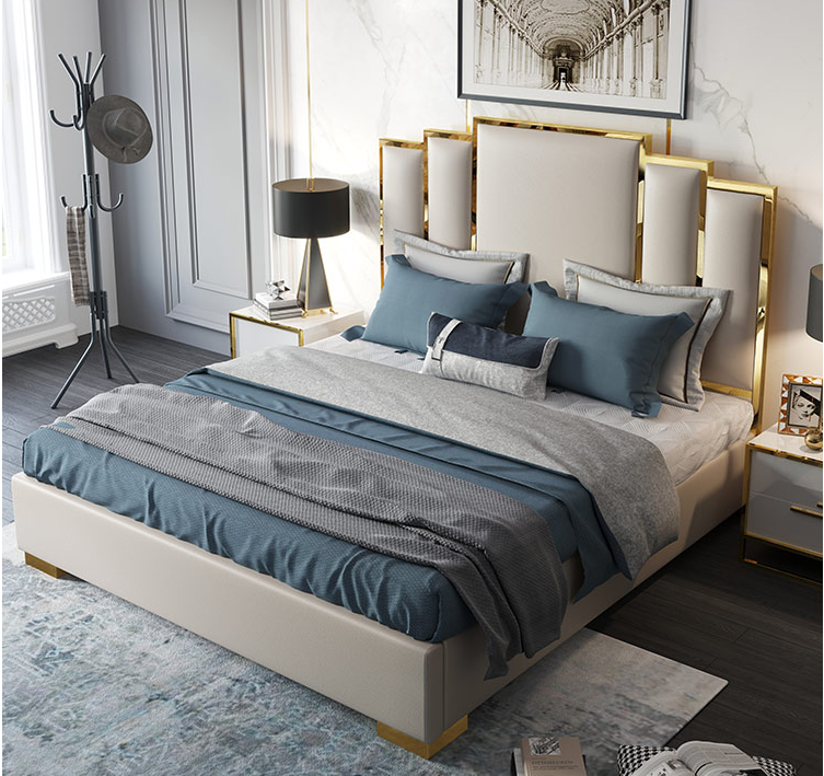 Simple high bed with solid wood