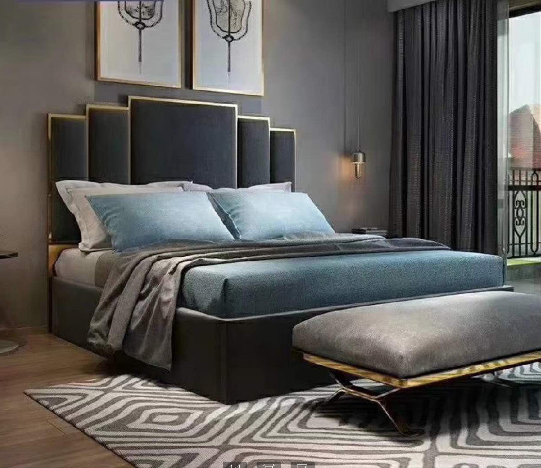 Simple high bed with solid wood